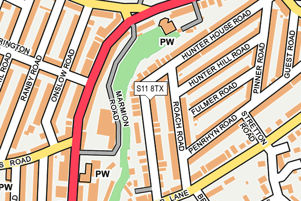 S11 8TX map - OS OpenMap – Local (Ordnance Survey) S11 8TX map - OS OpenMap – Local (Ordnance Survey)