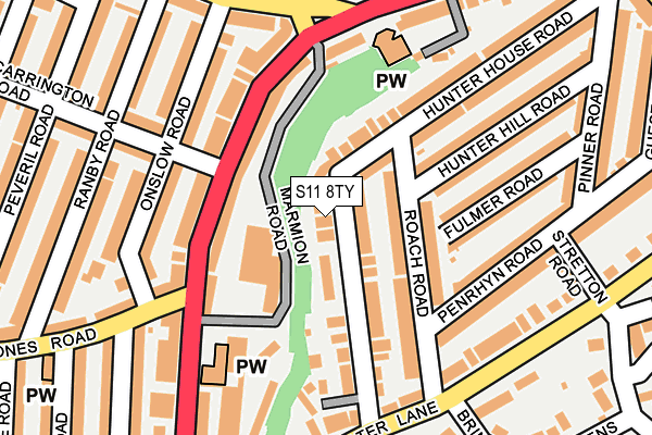 S11 8TY map - OS OpenMap – Local (Ordnance Survey) S11 8TY map - OS OpenMap – Local (Ordnance Survey)