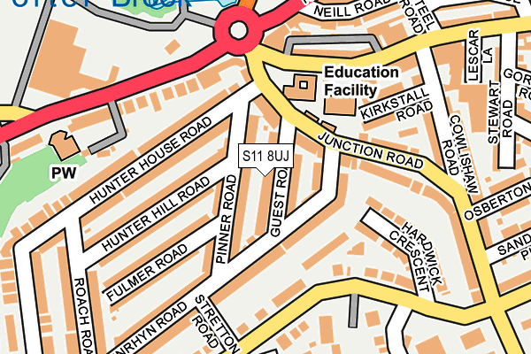 S11 8UJ map - OS OpenMap – Local (Ordnance Survey)