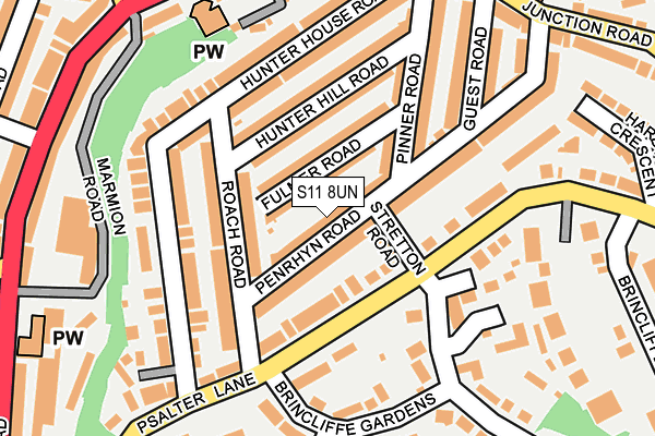 S11 8UN map - OS OpenMap – Local (Ordnance Survey) S11 8UN map - OS OpenMap – Local (Ordnance Survey)