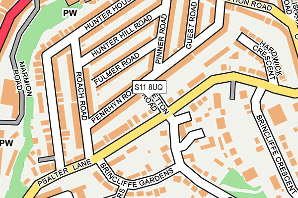 S11 8UQ map - OS OpenMap – Local (Ordnance Survey) S11 8UQ map - OS OpenMap – Local (Ordnance Survey)