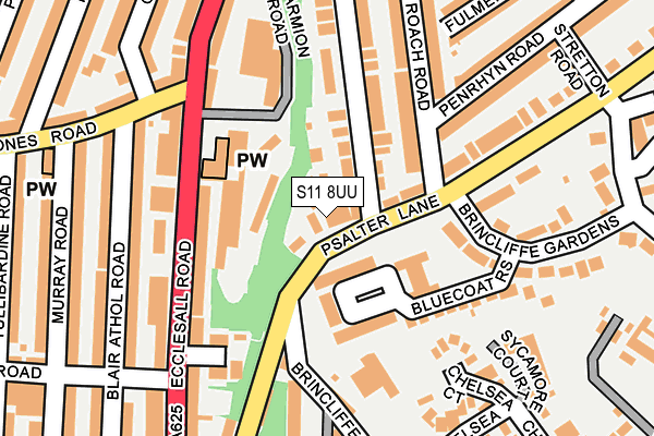 S11 8UU map - OS OpenMap – Local (Ordnance Survey) S11 8UU map - OS OpenMap – Local (Ordnance Survey)