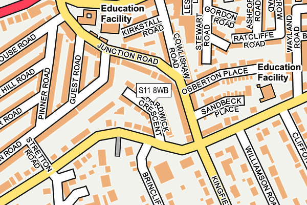 S11 8WB map - OS OpenMap – Local (Ordnance Survey) S11 8WB map - OS OpenMap – Local (Ordnance Survey)