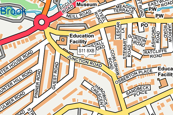 S11 8XB map - OS OpenMap – Local (Ordnance Survey) S11 8XB map - OS OpenMap – Local (Ordnance Survey)
