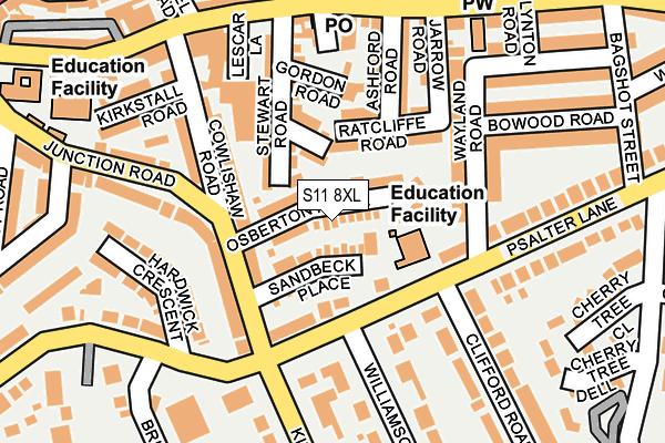 S11 8XL map - OS OpenMap – Local (Ordnance Survey) S11 8XL map - OS OpenMap – Local (Ordnance Survey)