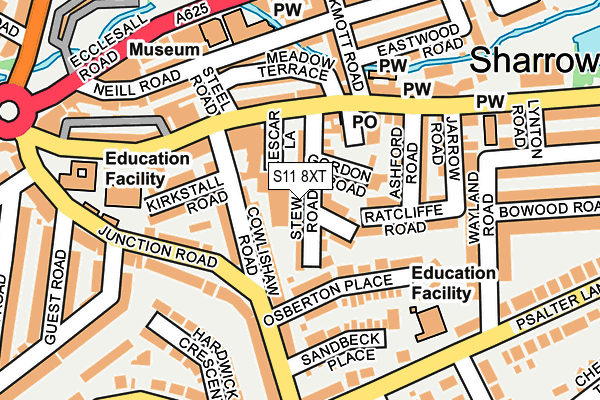 S11 8XT map - OS OpenMap – Local (Ordnance Survey) S11 8XT map - OS OpenMap – Local (Ordnance Survey)