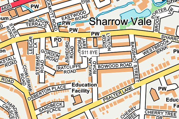 S11 8YE map - OS OpenMap – Local (Ordnance Survey)