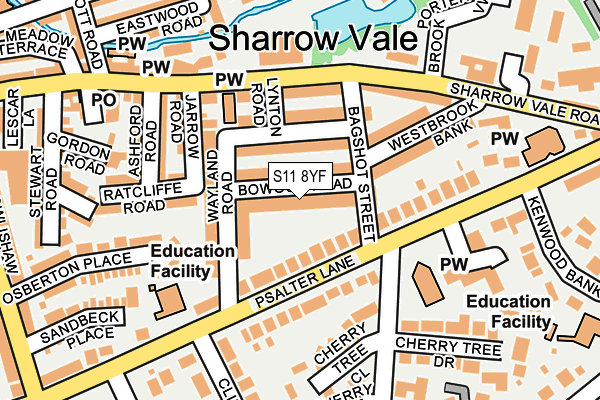 S11 8YF map - OS OpenMap – Local (Ordnance Survey) S11 8YF map - OS OpenMap – Local (Ordnance Survey)
