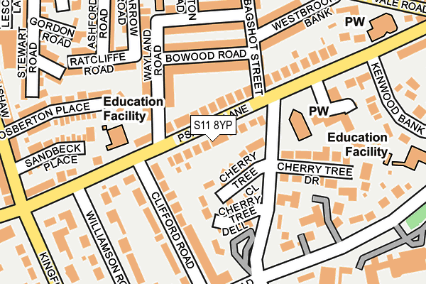 S11 8YP map - OS OpenMap – Local (Ordnance Survey) S11 8YP map - OS OpenMap – Local (Ordnance Survey)