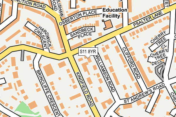 S11 8YR map - OS OpenMap – Local (Ordnance Survey) S11 8YR map - OS OpenMap – Local (Ordnance Survey)