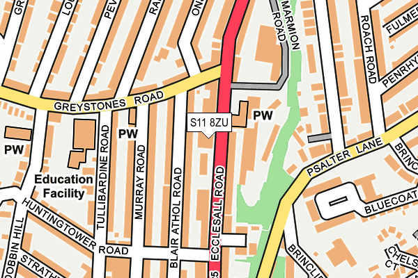 S11 8ZU map - OS OpenMap – Local (Ordnance Survey) S11 8ZU map - OS OpenMap – Local (Ordnance Survey)
