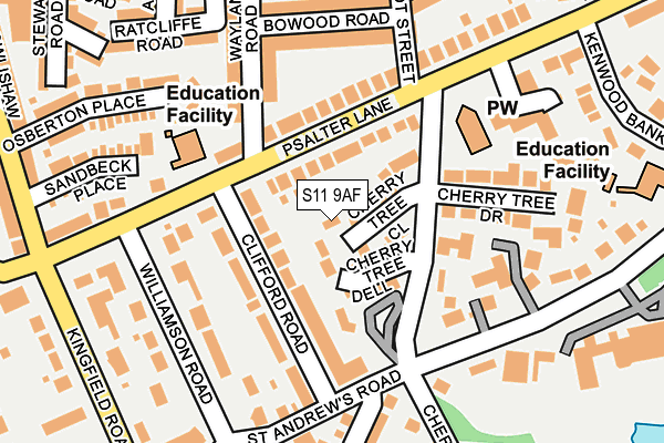 S11 9AF map - OS OpenMap – Local (Ordnance Survey) S11 9AF map - OS OpenMap – Local (Ordnance Survey)
