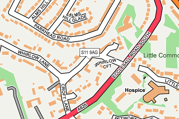 S11 9AG map - OS OpenMap – Local (Ordnance Survey)