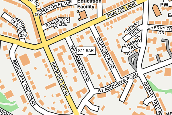 S11 9AR map - OS OpenMap – Local (Ordnance Survey) S11 9AR map - OS OpenMap – Local (Ordnance Survey)