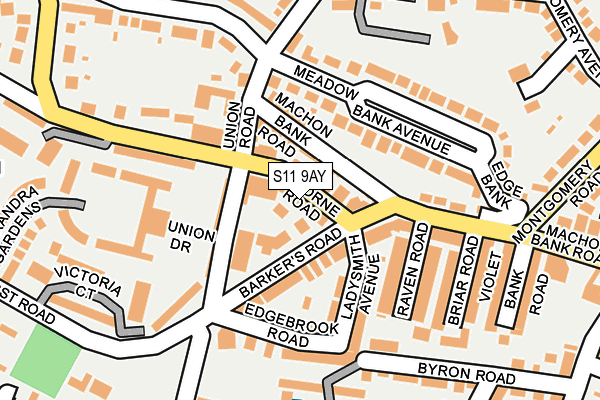 S11 9AY map - OS OpenMap – Local (Ordnance Survey) S11 9AY map - OS OpenMap – Local (Ordnance Survey)