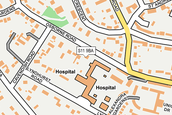 S11 9BA map - OS OpenMap – Local (Ordnance Survey) S11 9BA map - OS OpenMap – Local (Ordnance Survey)