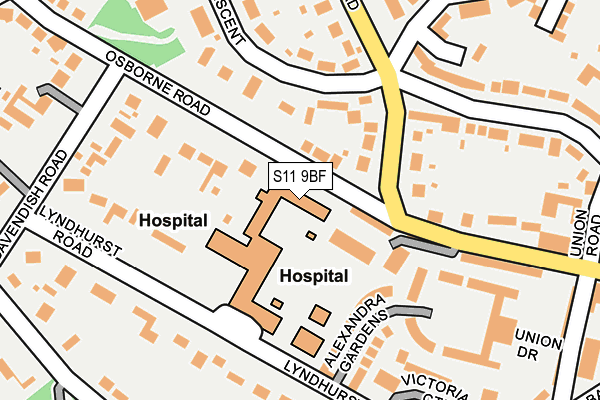 S11 9BF map - OS OpenMap – Local (Ordnance Survey) S11 9BF map - OS OpenMap – Local (Ordnance Survey)