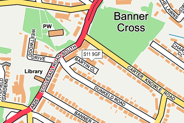 S11 9GF map - OS OpenMap – Local (Ordnance Survey) S11 9GF map - OS OpenMap – Local (Ordnance Survey)