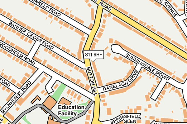 S11 9HF map - OS OpenMap – Local (Ordnance Survey) S11 9HF map - OS OpenMap – Local (Ordnance Survey)