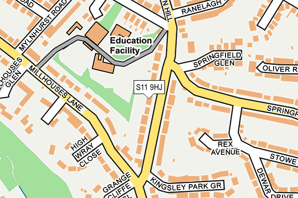 S11 9HJ map - OS OpenMap – Local (Ordnance Survey)