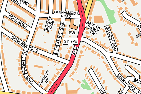 S11 9PE map - OS OpenMap – Local (Ordnance Survey) S11 9PE map - OS OpenMap – Local (Ordnance Survey)