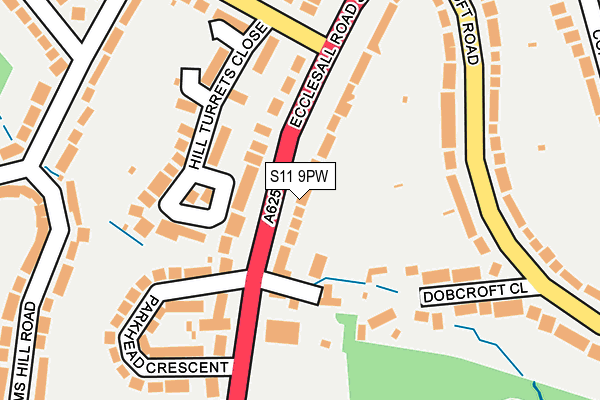 S11 9PW map - OS OpenMap – Local (Ordnance Survey) S11 9PW map - OS OpenMap – Local (Ordnance Survey)