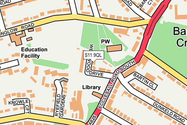 S11 9QL map - OS OpenMap – Local (Ordnance Survey) S11 9QL map - OS OpenMap – Local (Ordnance Survey)