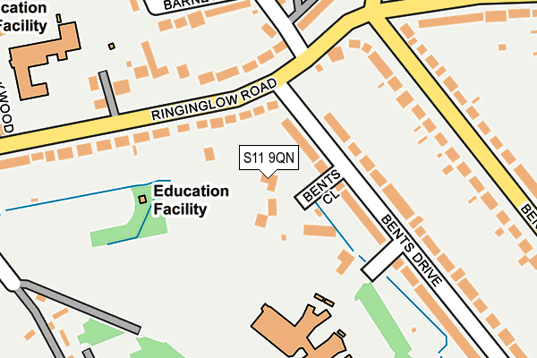S11 9QN map - OS OpenMap – Local (Ordnance Survey) S11 9QN map - OS OpenMap – Local (Ordnance Survey)