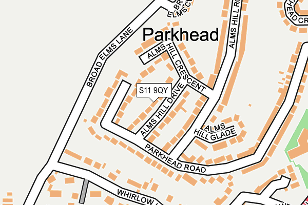 S11 9QY map - OS OpenMap – Local (Ordnance Survey)