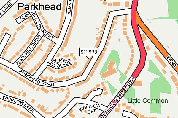 S11 9RB map - OS OpenMap – Local (Ordnance Survey)