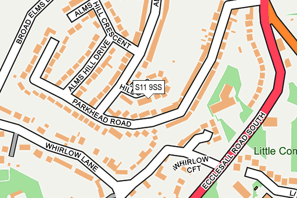 S11 9SS map - OS OpenMap – Local (Ordnance Survey) S11 9SS map - OS OpenMap – Local (Ordnance Survey)
