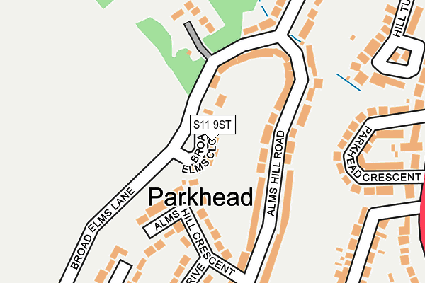 S11 9ST map - OS OpenMap – Local (Ordnance Survey)