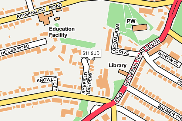 S11 9UD map - OS OpenMap – Local (Ordnance Survey) S11 9UD map - OS OpenMap – Local (Ordnance Survey)