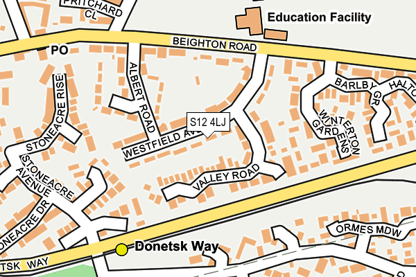 S12 4LJ map - OS OpenMap – Local (Ordnance Survey) S12 4LJ map - OS OpenMap – Local (Ordnance Survey)