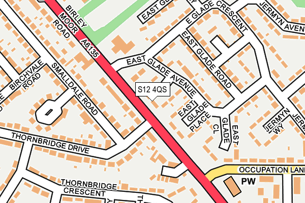S12 4QS map - OS OpenMap – Local (Ordnance Survey) S12 4QS map - OS OpenMap – Local (Ordnance Survey)