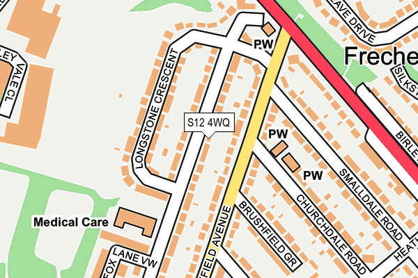 S12 4WQ map - OS OpenMap – Local (Ordnance Survey) S12 4WQ map - OS OpenMap – Local (Ordnance Survey)