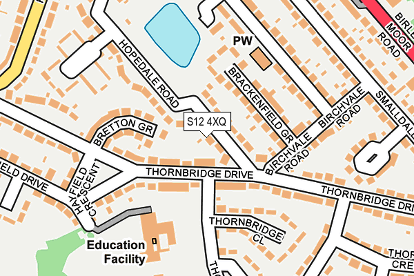 S12 4XQ map - OS OpenMap – Local (Ordnance Survey)