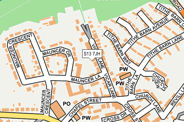 S13 7JH map - OS OpenMap – Local (Ordnance Survey) S13 7JH map - OS OpenMap – Local (Ordnance Survey)