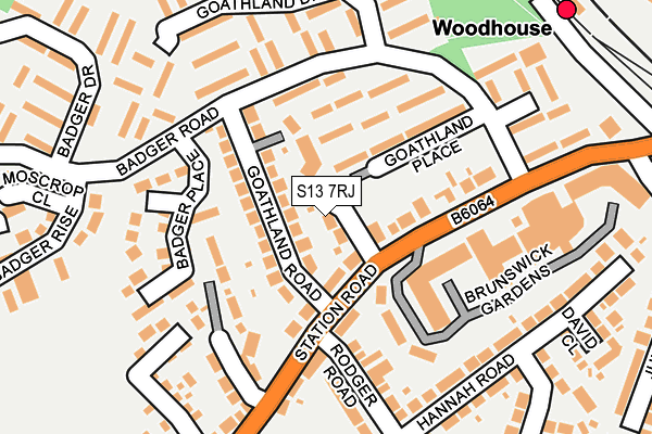 S13 7RJ map - OS OpenMap – Local (Ordnance Survey)