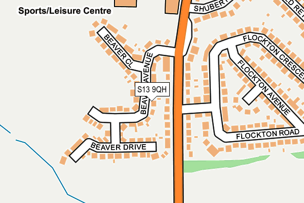 S13 9QH map - OS OpenMap – Local (Ordnance Survey)