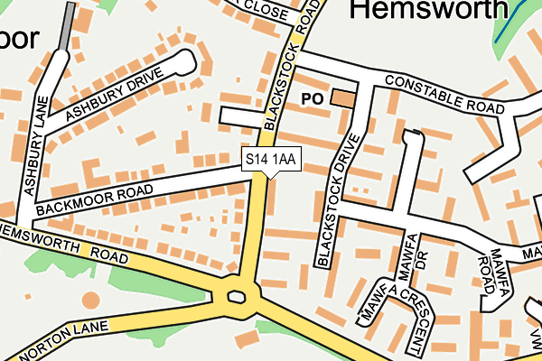 S14 1AA map - OS OpenMap – Local (Ordnance Survey) S14 1AA map - OS OpenMap – Local (Ordnance Survey)