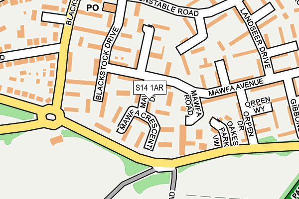 S14 1AR map - OS OpenMap – Local (Ordnance Survey) S14 1AR map - OS OpenMap – Local (Ordnance Survey)