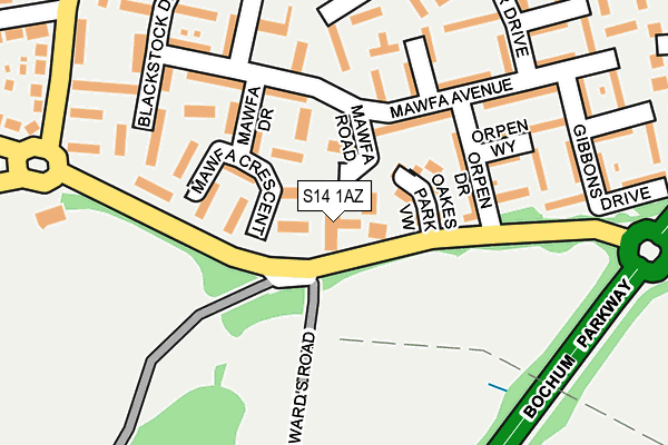 S14 1AZ map - OS OpenMap – Local (Ordnance Survey) S14 1AZ map - OS OpenMap – Local (Ordnance Survey)
