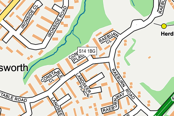 S14 1BG map - OS OpenMap – Local (Ordnance Survey) S14 1BG map - OS OpenMap – Local (Ordnance Survey)