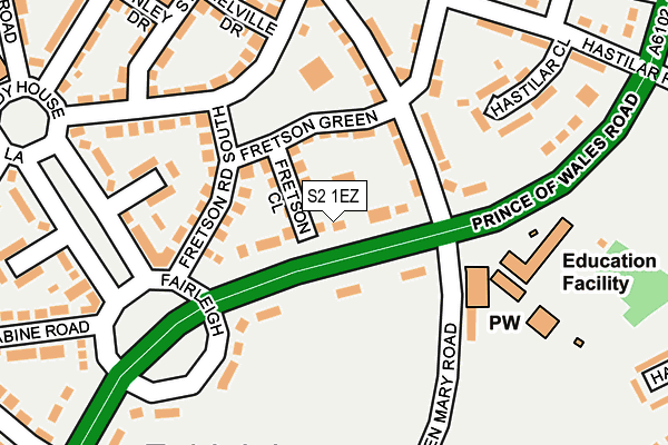 S2 1EZ map - OS OpenMap – Local (Ordnance Survey)