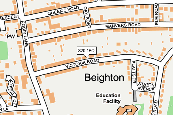 S20 1BQ map - OS OpenMap – Local (Ordnance Survey) S20 1BQ map - OS OpenMap – Local (Ordnance Survey)