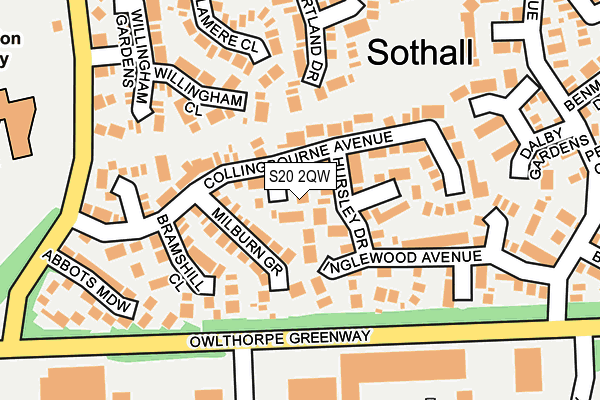 S20 2QW map - OS OpenMap – Local (Ordnance Survey) S20 2QW map - OS OpenMap – Local (Ordnance Survey)
