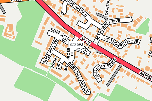 S20 5PJ map - OS OpenMap – Local (Ordnance Survey) S20 5PJ map - OS OpenMap – Local (Ordnance Survey)