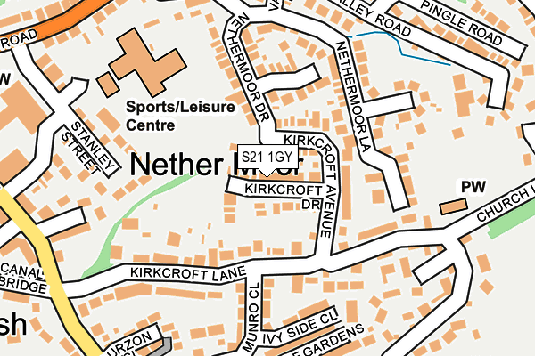 S21 1GY map - OS OpenMap – Local (Ordnance Survey)