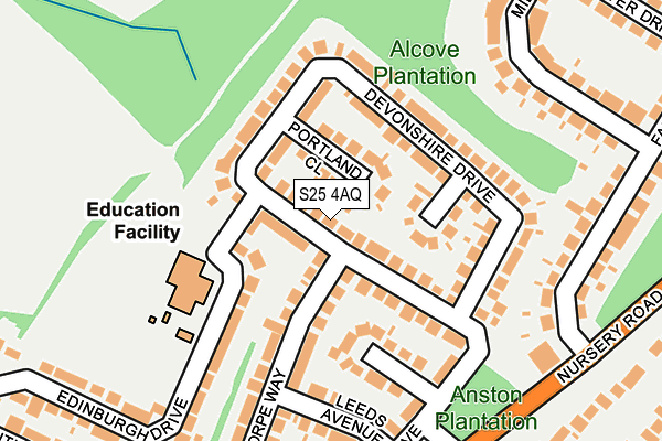 S25 4AQ map - OS OpenMap – Local (Ordnance Survey) S25 4AQ map - OS OpenMap – Local (Ordnance Survey)
